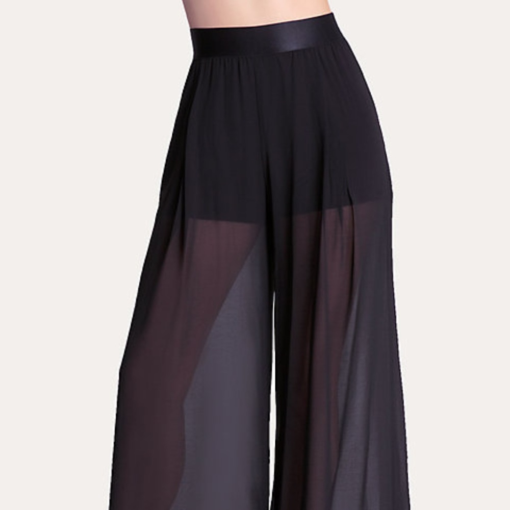 Sheer chiffon pants with posh wide legs